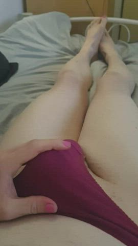 Rubbing my girlcock through panties feels soooo good