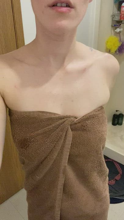Fresh out of the shower, bouncing that towel right off my titties. (F/OC)