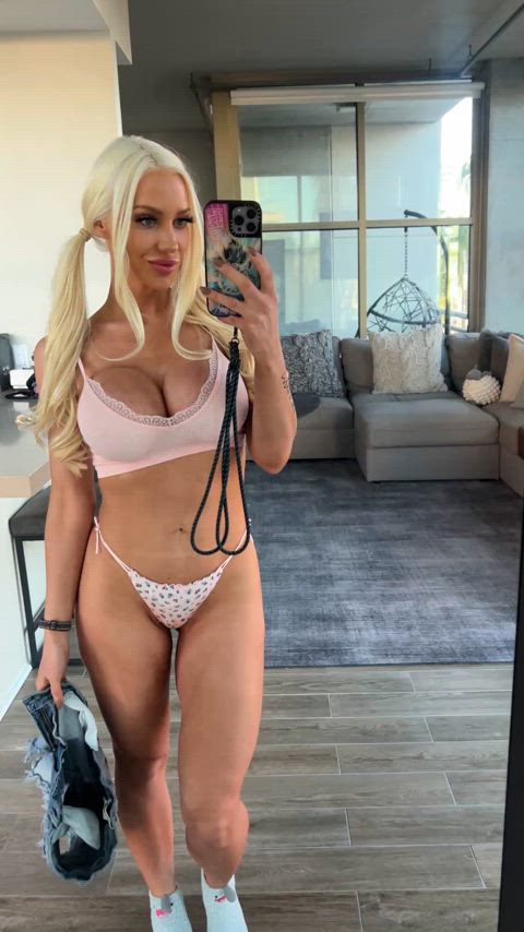 ankle socks big tits bimbo blonde fake tits huge tits pigtails pink tanned white