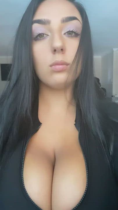 Busty Clothed Huge Tits gif