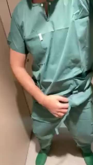 Dressed in scrubs