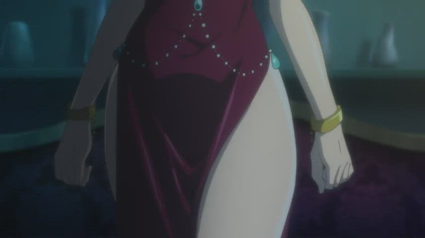 Anime Big Tits Cleavage Dress Ecchi Redhead Undressing gif