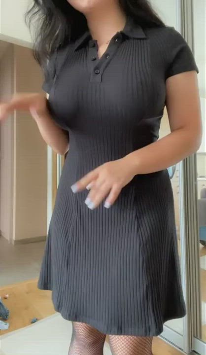 Clothed Curvy Titty Drop gif