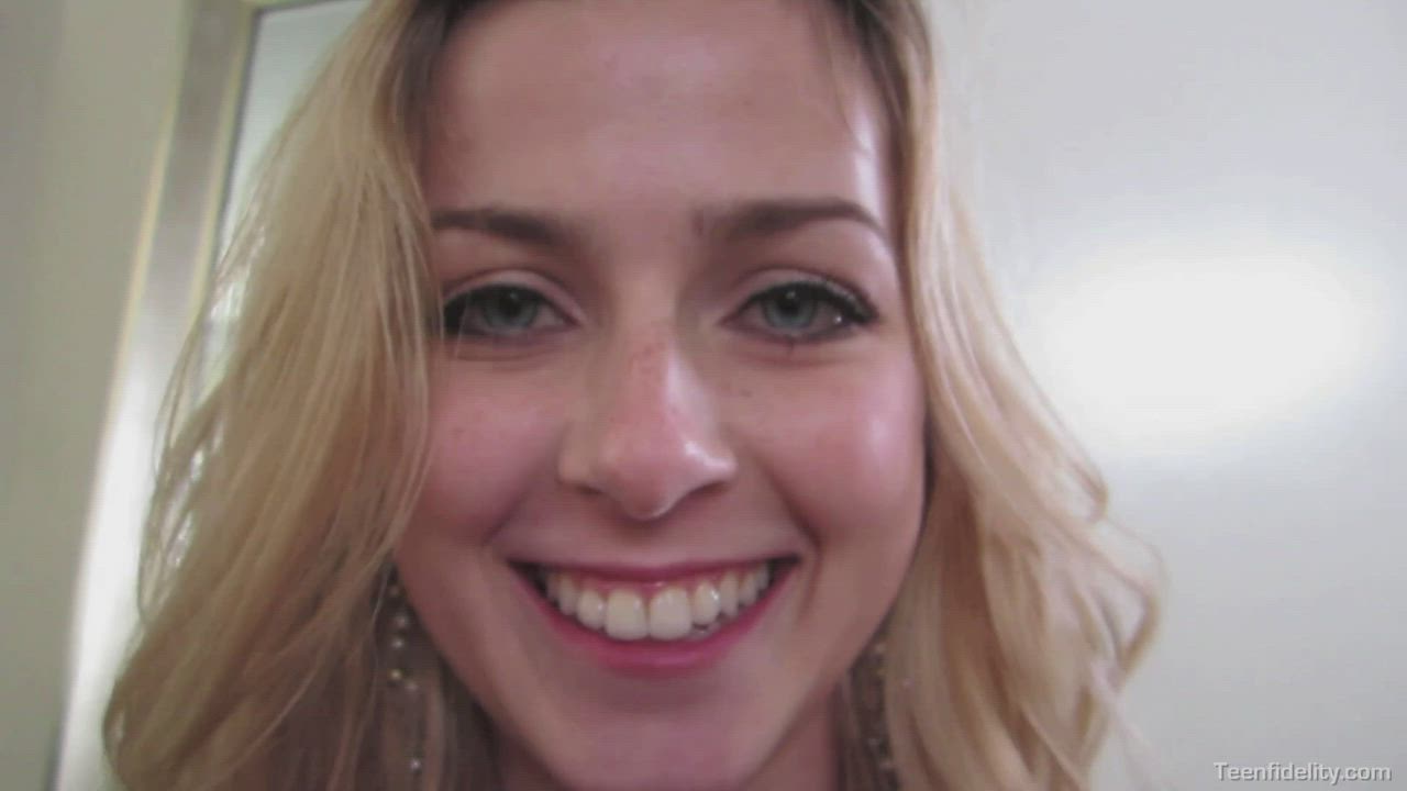 Being cute sucking cock - Abigaile fluffing behind the scenes