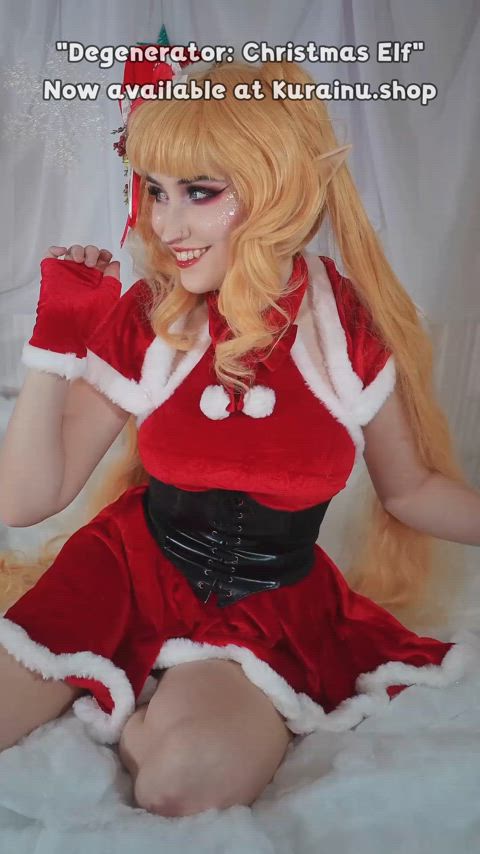 christmas cosplay edging egirl elf onlyfans nsfw-cosplay gif