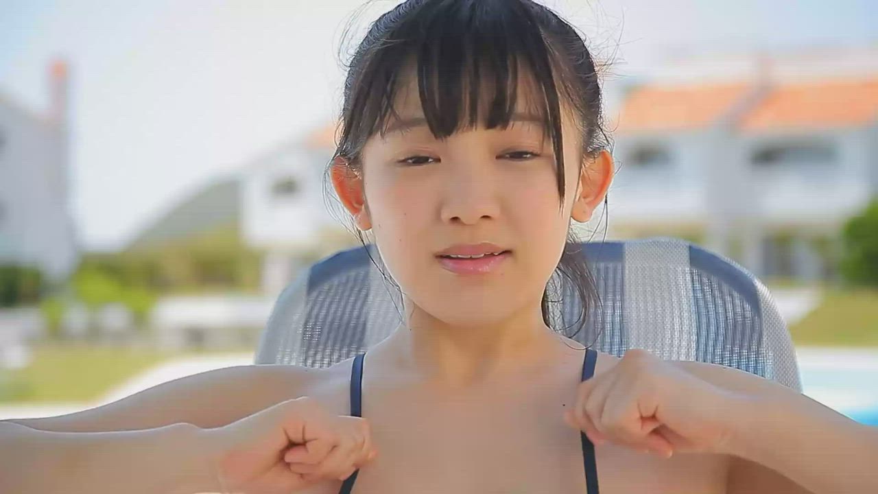 Bouncing Tits Cute Huge Tits Japanese Swimsuit Tease gif