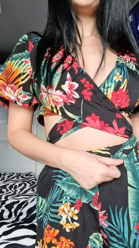 Coconut titties under tropical outfit