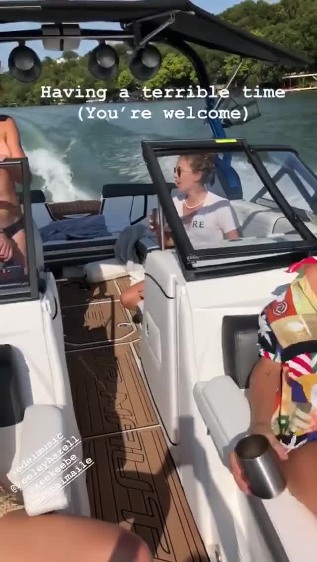 Keeley Hazell - on a boat dancing