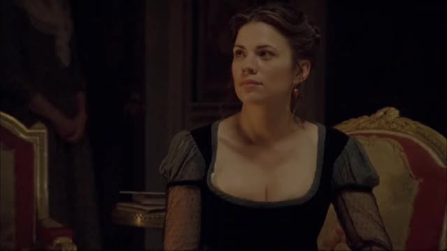 Hayley Atwell - Mansfield Park (2007) - scenes in black-grey dress (cleavage)