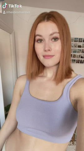 Boobs Bra Heidi Romanova Homemade Natural Tits Russian TikTok Tits Topless gif