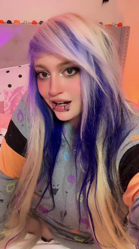 ahegao barely legal blonde drool drooling halloween teen tongue tongue fetish gif