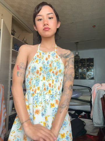 tiny filipina boi in a tiny white and yellow sundress 🌻