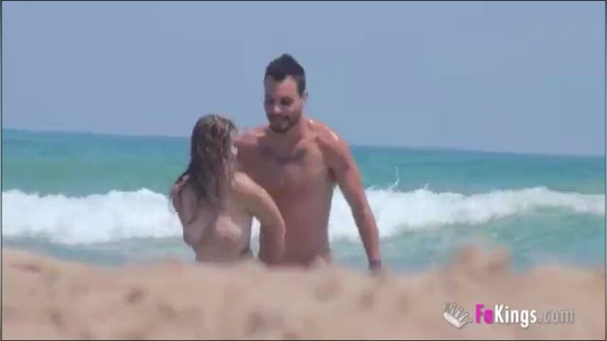 beach big dick big tits bouncing tits handjob nude nudist nudity gif