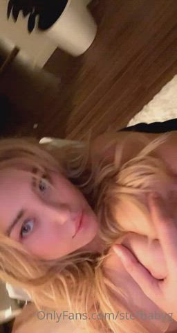 Big Tits Blonde Blowjob Lingerie Model Russian Spit Sucking Tit Slapping gif