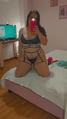 big ass big tits curvy latina lingerie natural tits pussy solo webcam gif