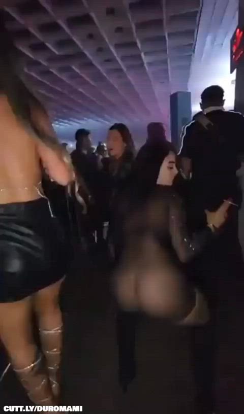 amateur big ass butt plug club dancing dress party public see through clothing gif