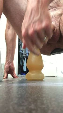 amateur ass asshole butt plug gape gaping huge dildo stretching gif