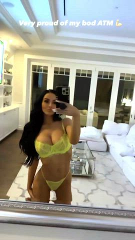 big tits brunette cleavage fake tits lingerie model gif