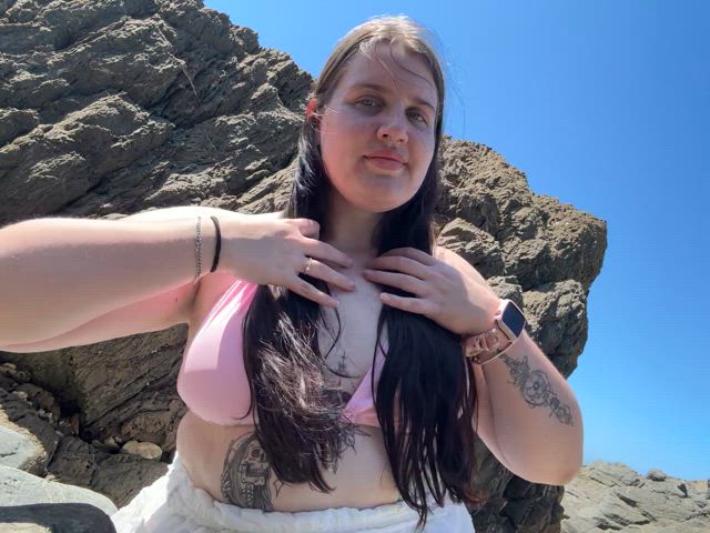 bbw beach bikini flashing nudist onlyfans public titty drop gif