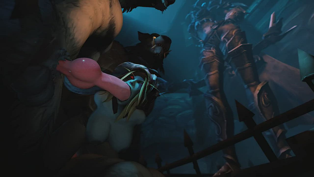 Animation Blowjob Elf Fantasy Monster Cock Spitroast Threesome gif