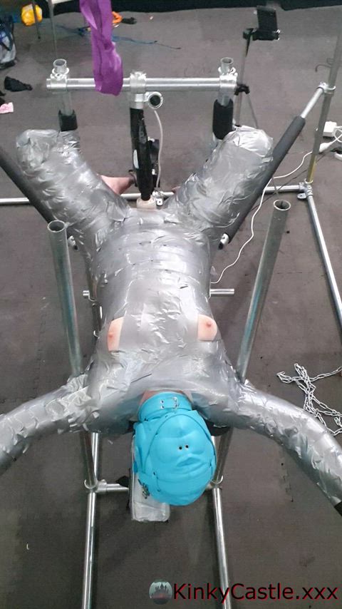 Zero movement forced orgasm setup + sensory deprivation hood [OC]