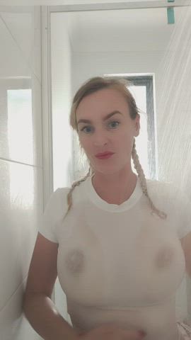 pigtails shower tits titty drop gif
