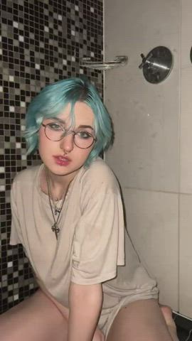 alt big tits glasses goth shower gif