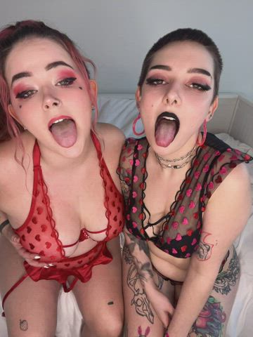 ahegao goth lingerie tattoo tongue fetish gif