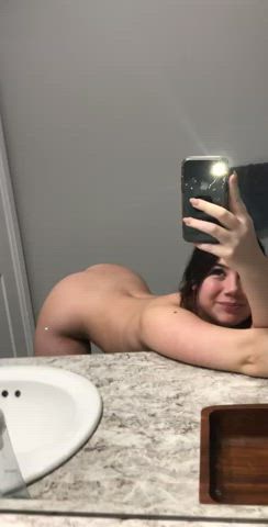 ass bathroom bending over gif