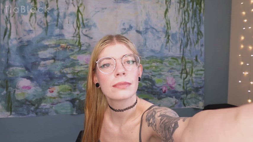 blonde cute dildo glasses masturbating petite sex toy solo suction dildo vlog gif