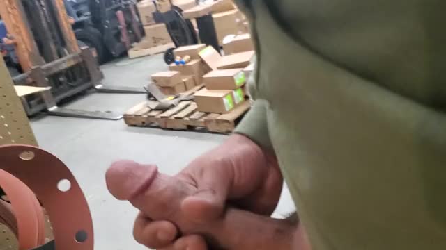 Stroking in the warehouse.. co worker came out right after I stopped recording