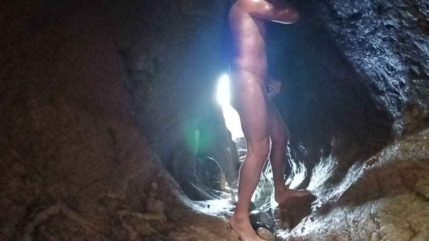 Masturbation at the beach. Hidden places, in the cave