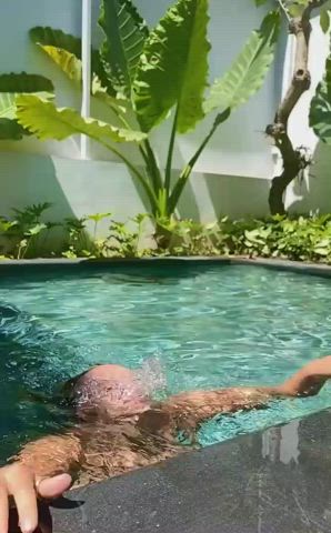 Huge Tits Slow Motion Swimming Pool gif