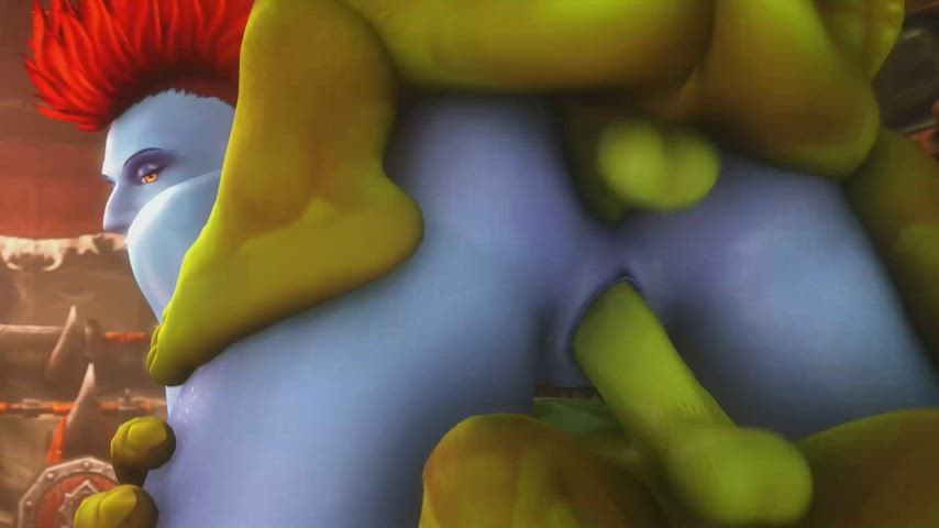 3d anal animation ass blue double penetration fantasy monster girl gif