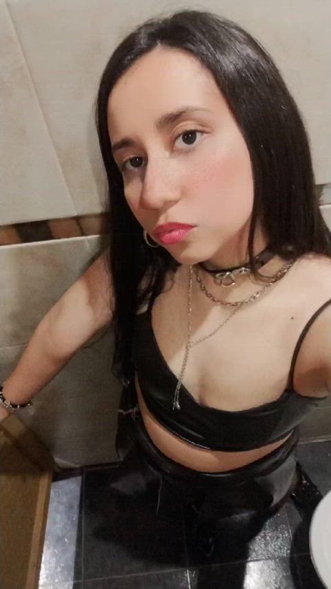 Let's sneak into the disco bathroom and I'll show you my leather outfit and fishnets