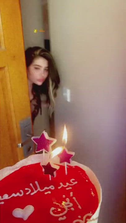 "accidental" see-through birthday surprise