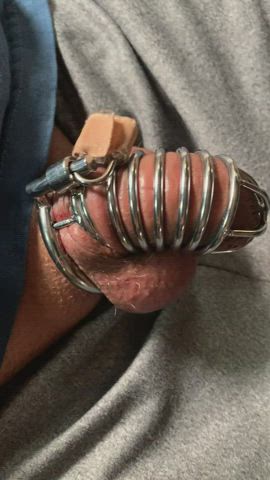 Hubby having a HARD Time this morning. This is real 24/7/365 Chastity. Who’s next?