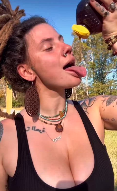 big tits food fetish indica flower lick tongue gif