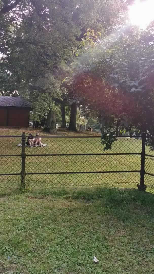 Blonde pooping in park