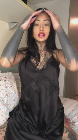 asian tattoo teasing bigger-than-you-thought goth-girls latinas on-off gif