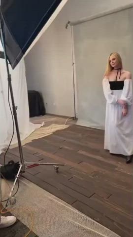 Elle Fanning Natural Tits Smile gif