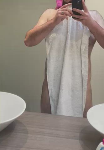 dad shower towel cock gif