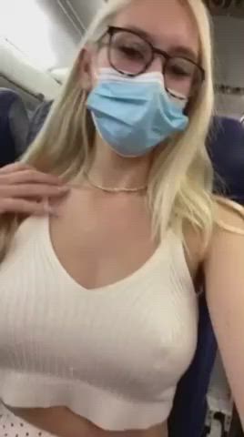 airplane blonde nude stripping gif