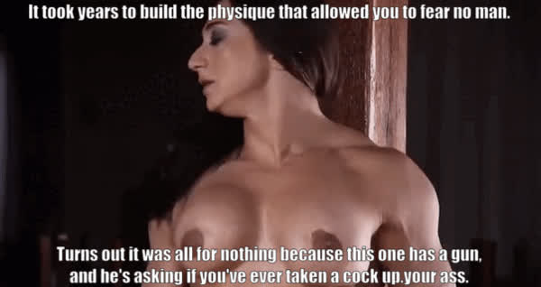 Bodybuilder Caption Forced Muscular Girl Spanked gif