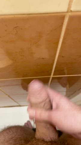 Me cumming on my bathroom wall
