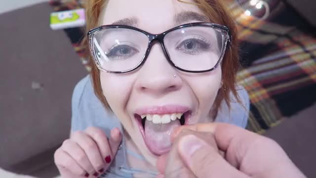 Nerdy Teen swallows a load