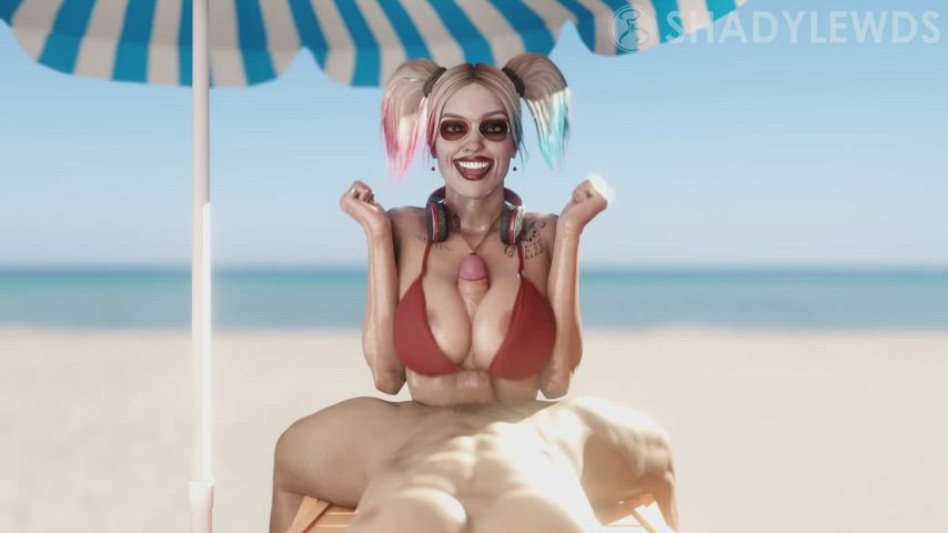 beach big tits bikini harley quinn sfm titty fuck gif