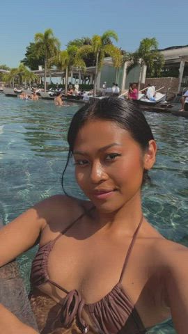 bikini pool selfie gif