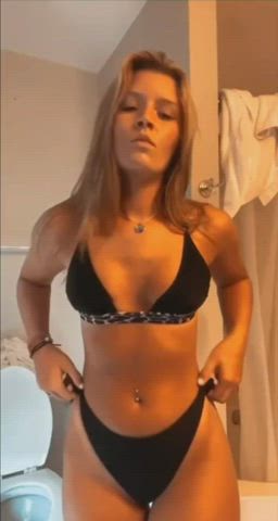 Shaved Pussy Strip Tanlines gif