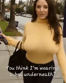 angela white big tits braless caption clothed huge tits jiggling pornstar public